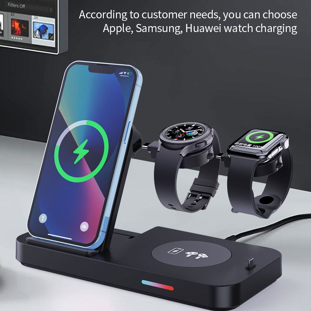 B-19 4-in-1 Folding Wireless Charger Portable Phone Charger with Indicator for Headset, Watch Charging Stand (Only for Samsung Watch)