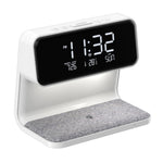 3-i-1 10W Trådløs Oplader til Mobiltelefon med Sengelampe, LCD Vækkeur til Hjemmet (EU Stik)