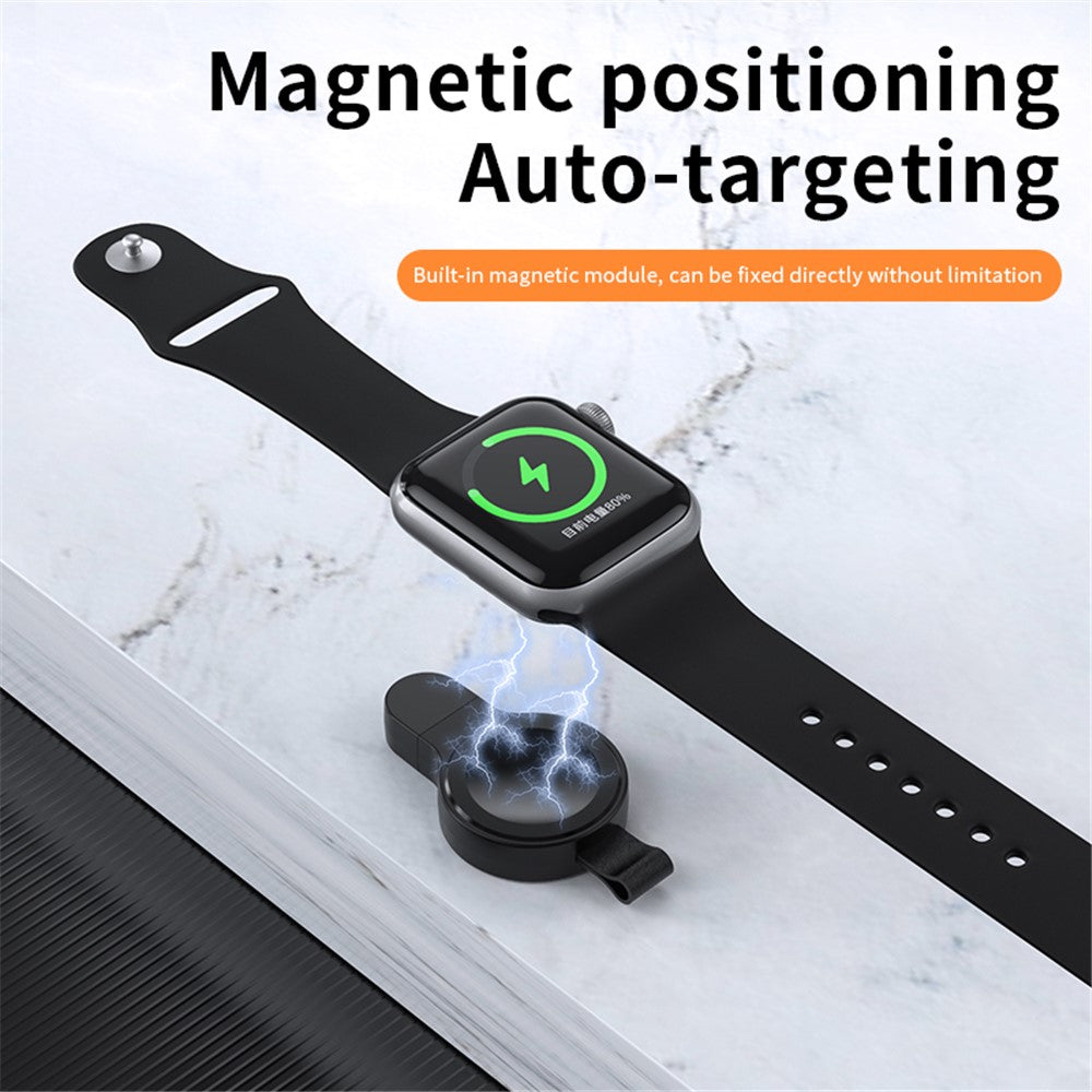 JJT-X52 til Apple Watch Series 1-8 Mini Magnetisk Trådløs Oplader Smartwatch Oplader med USB-C Stik