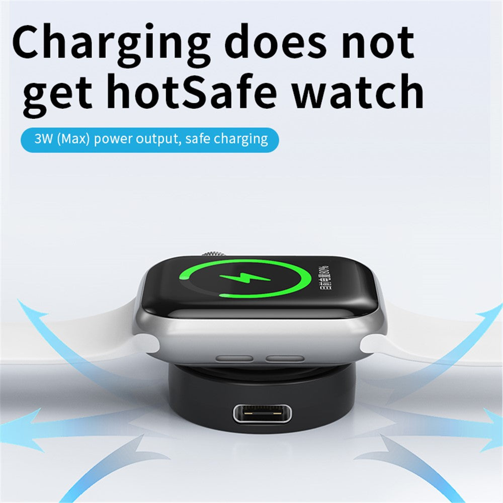 JJT-X53 til Apple Watch Series 1-8 oplader Mini magnetisk trådløs opladningsplade med USB-stik