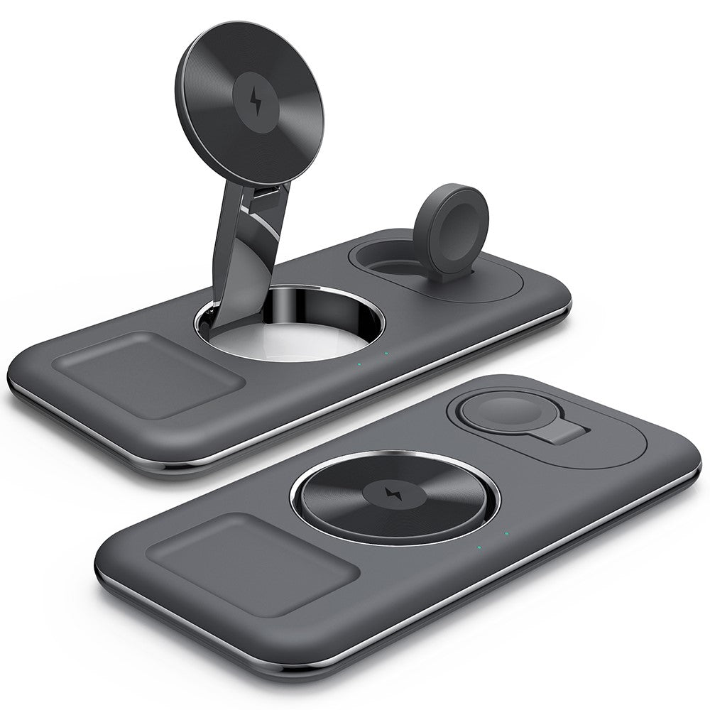 V18 3-in-1 Magnetic Wireless Charger Folding Cell Phone Charging Stand for Earbuds, Smart Watch