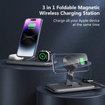 V18 3-in-1 Magnetic Wireless Charger Folding Cell Phone Charging Stand for Earbuds, Smart Watch