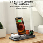 V18 3-in-1 Magnetic Wireless Charger Folding Cell Phone Charging Stand for Earbuds, Smart Watch