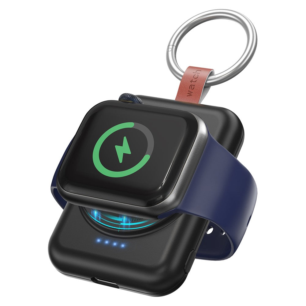 A-04 Bærbar Mini Trådløs Oplader til Apple Watch Series 1800mAh Powerbank med Ringlås