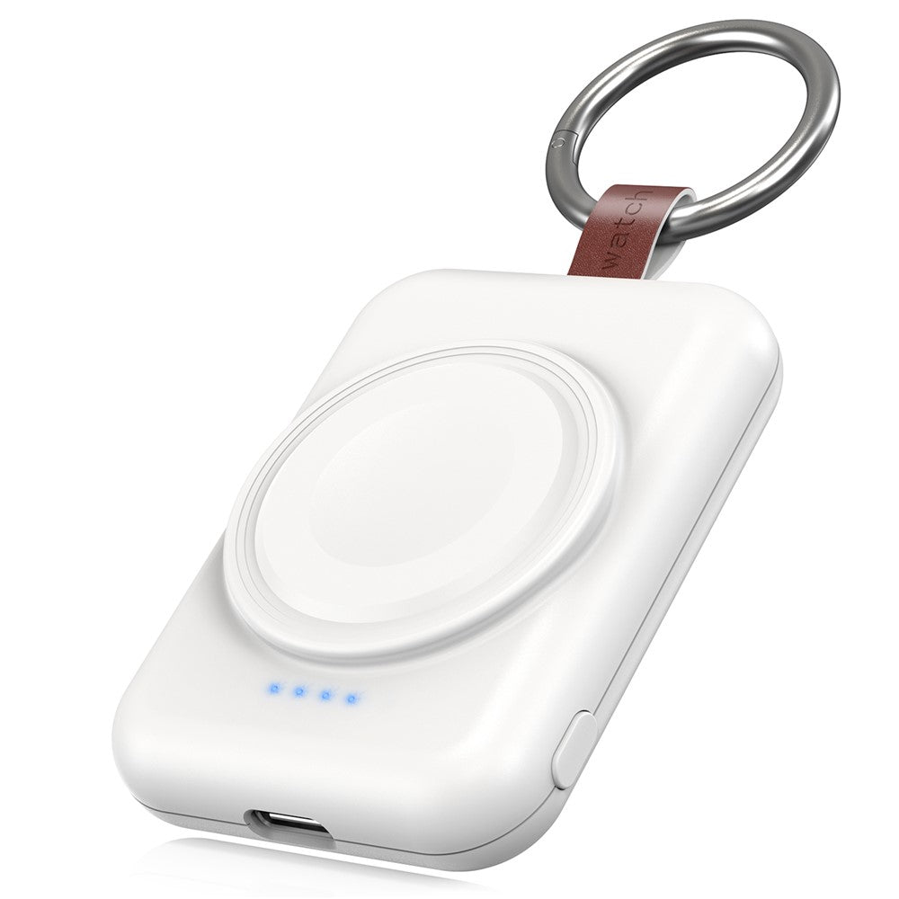 A-04 Bærbar Mini Trådløs Oplader til Apple Watch Series 1800mAh Powerbank med Ringlås