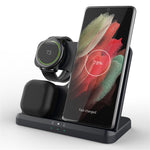 GY-Q10B 3 in 1 Wireless Charging Station 15W Fast Charger Stand for Samsung Galaxy Watch / Qi-enabled Phone / Earbuds