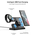 GY-Q10B 3 in 1 Wireless Charging Station 15W Fast Charger Stand for Samsung Galaxy Watch / Qi-enabled Phone / Earbuds