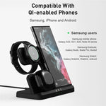 GY-Q10B 3 in 1 Wireless Charging Station 15W Fast Charger Stand for Samsung Galaxy Watch / Qi-enabled Phone / Earbuds