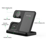 GY-Q10B 3 in 1 Wireless Charging Station 15W Fast Charger Stand for Samsung Galaxy Watch / Qi-enabled Phone / Earbuds