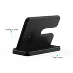 GY-Q10B 3 in 1 Wireless Charging Station 15W Fast Charger Stand for Samsung Galaxy Watch / Qi-enabled Phone / Earbuds