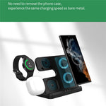 GY-Q10B 3 in 1 Wireless Charging Station 15W Fast Charger Stand for Samsung Galaxy Watch / Qi-enabled Phone / Earbuds