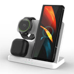 GY-Q10B 3 in 1 Wireless Charging Station 15W Fast Charger Stand for Samsung Galaxy Watch / Qi-enabled Phone / Earbuds