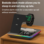 A93 15W 5-i-1 Multi-funktionel Sammenklappelig Trådløs Oplader Mobiltelefon Opladestation med Ur til Headset Smartwatch