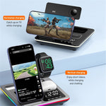 A93 15W 5-i-1 Multi-funktionel Sammenklappelig Trådløs Oplader Mobiltelefon Opladestation med Ur til Headset Smartwatch