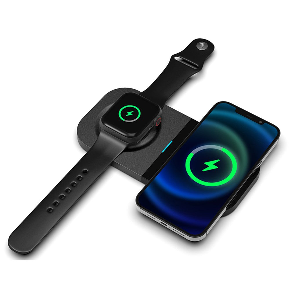 T2A 2-in-1 15W Wireless Charging Station for Apple Watch Series, Mobile Phone Wireless Charger