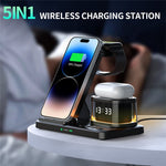 HYY-H33 5 in 1 15W Wireless Charger Folding Charging Station with Night Light