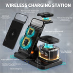 HYY-H33 5 in 1 15W Wireless Charger Folding Charging Station with Night Light