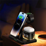 HYY-H33 5 in 1 15W Wireless Charger Folding Charging Station with Night Light