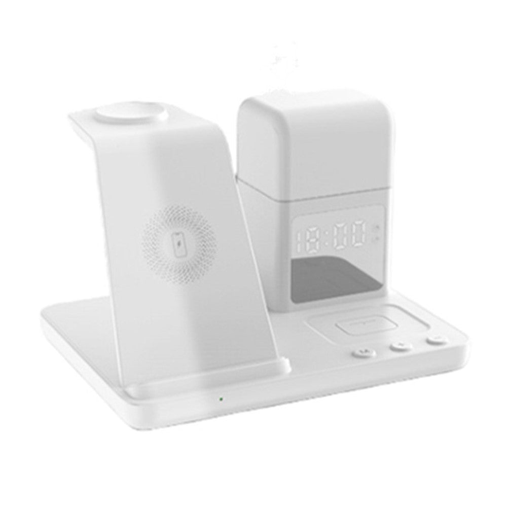 Z18 6-in-1 Wireless Charger Phone Watch Earphone Charging Stand Night Light Alarm Clock