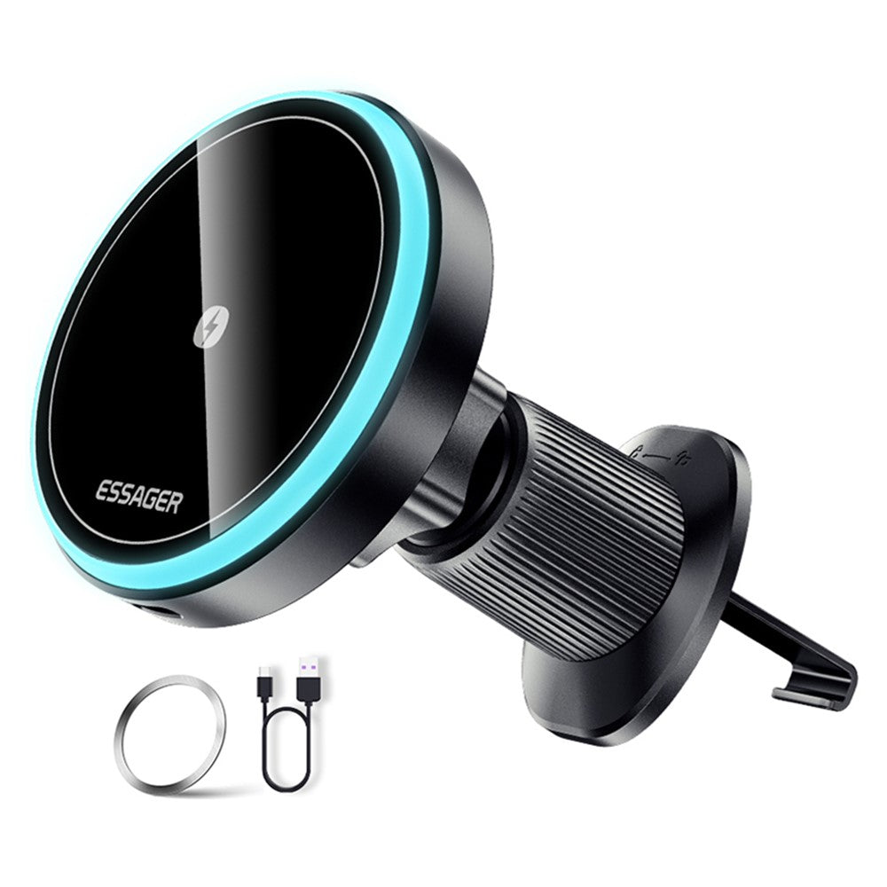 ESSAGER Magnetic Wireless Charger Car Mount Cell Phone Bracket Holder Charger