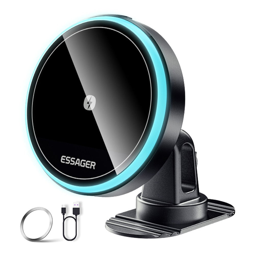 ESSAGER Magnetic Wireless Charger Car Mount Cell Phone Bracket Holder Charger