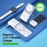 DUZZONA W19 15W trådløs oplader til iPhone 16-serien / Apple Watch 10 / AirPods 4, 3-i-1-glidende opladningsstation