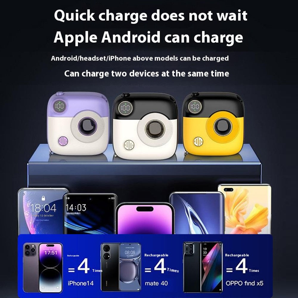 E49 10000mAh Power Bank Camera-Shaped Magnetic Wireless Charger Phone External Battery Pack