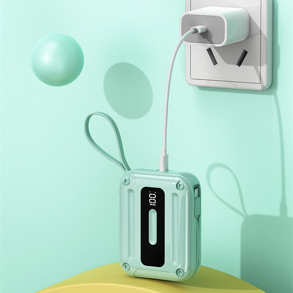 K33 10000mAh Powerbank med indbygget Type-C + 8-benet kabel, hurtig bærbar telefonoplader