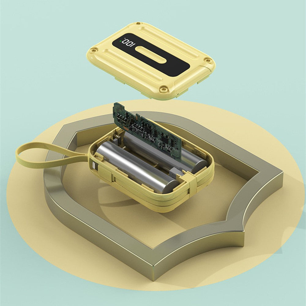 K33 10000mAh Powerbank med indbygget Type-C + 8-benet kabel, hurtig bærbar telefonoplader