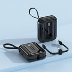 K33 10000mAh Powerbank med indbygget Type-C + 8-benet kabel, hurtig bærbar telefonoplader