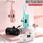 HY-DX628 Mini Portable Charger 10000mAh Power Bank 22.5W Battery Pack with Type-C Plug and 8-Pin Cable