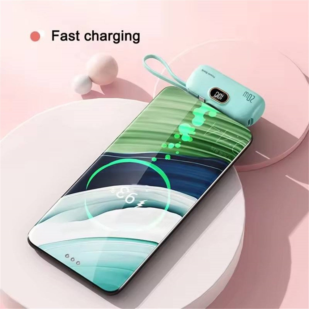 HY-DX628 Mini Portable Charger 10000mAh Power Bank 22.5W Battery Pack with Type-C Plug and 8-Pin Cable