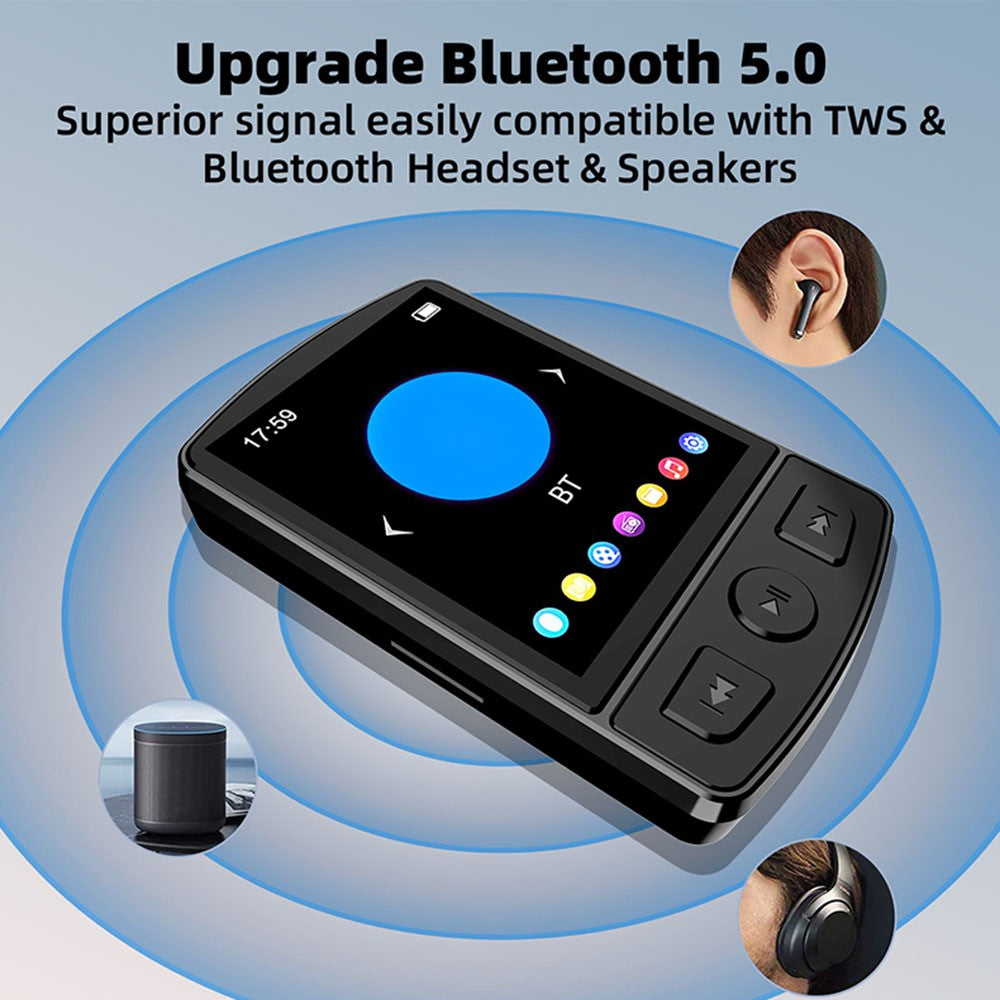 MP3-07 Bærbar Bluetooth-kompatibel MP3 Musikafspiller FM-radio 1,77-tommer skærm Video MP4-afspiller