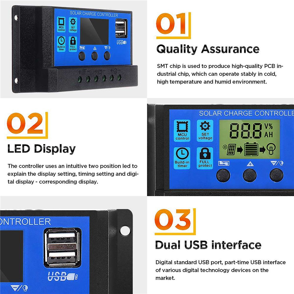 10W 12V Solpanel Batterioplader med 10A Controller til Køretøj, Portåbner, Elektrisk Hegn