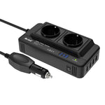 MEIND M8300 24V to 220V High Power 200W Car Inverter with Dual EU Power Socket + 4 USB Ports