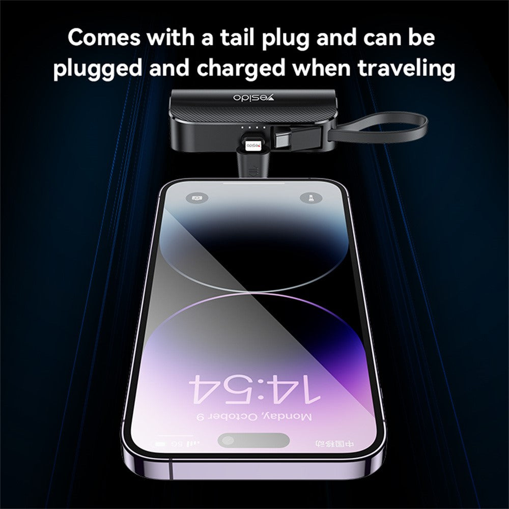 YESIDO YP68 5000mAh 5000mAh iP Plug Mini Power Bank with Built-In Type-C Cable and Hidden Bracket