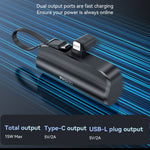 YESIDO YP68 5000mAh 5000mAh iP Plug Mini Power Bank with Built-In Type-C Cable and Hidden Bracket