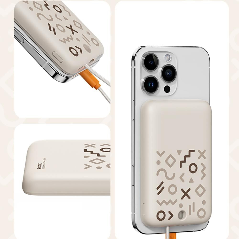 ROCK P28 10000mAh Magnetic Power Bank with Cable, Portable Phone Charger