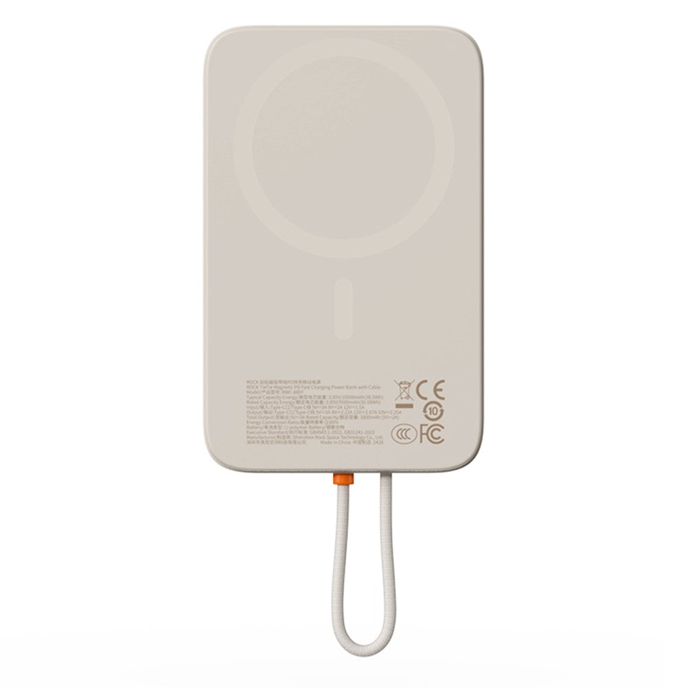 ROCK P28 10000mAh Magnetic Power Bank with Cable, Portable Phone Charger