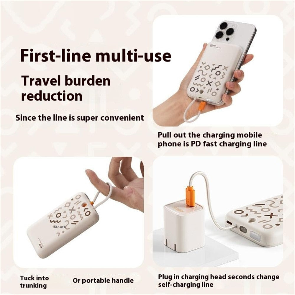 ROCK P28 10000mAh Magnetic Power Bank with Cable, Portable Phone Charger