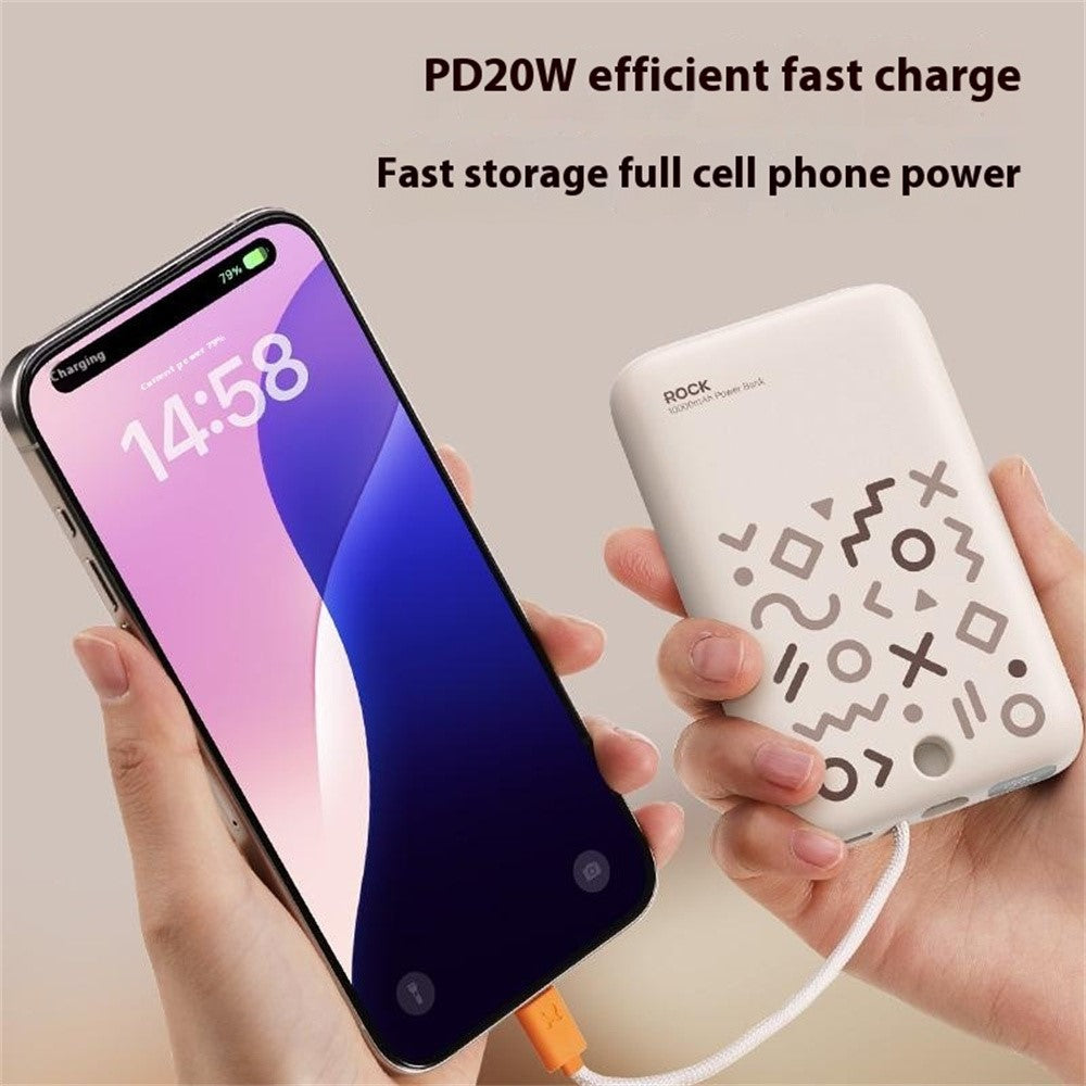 ROCK P28 10000mAh Magnetic Power Bank with Cable, Portable Phone Charger