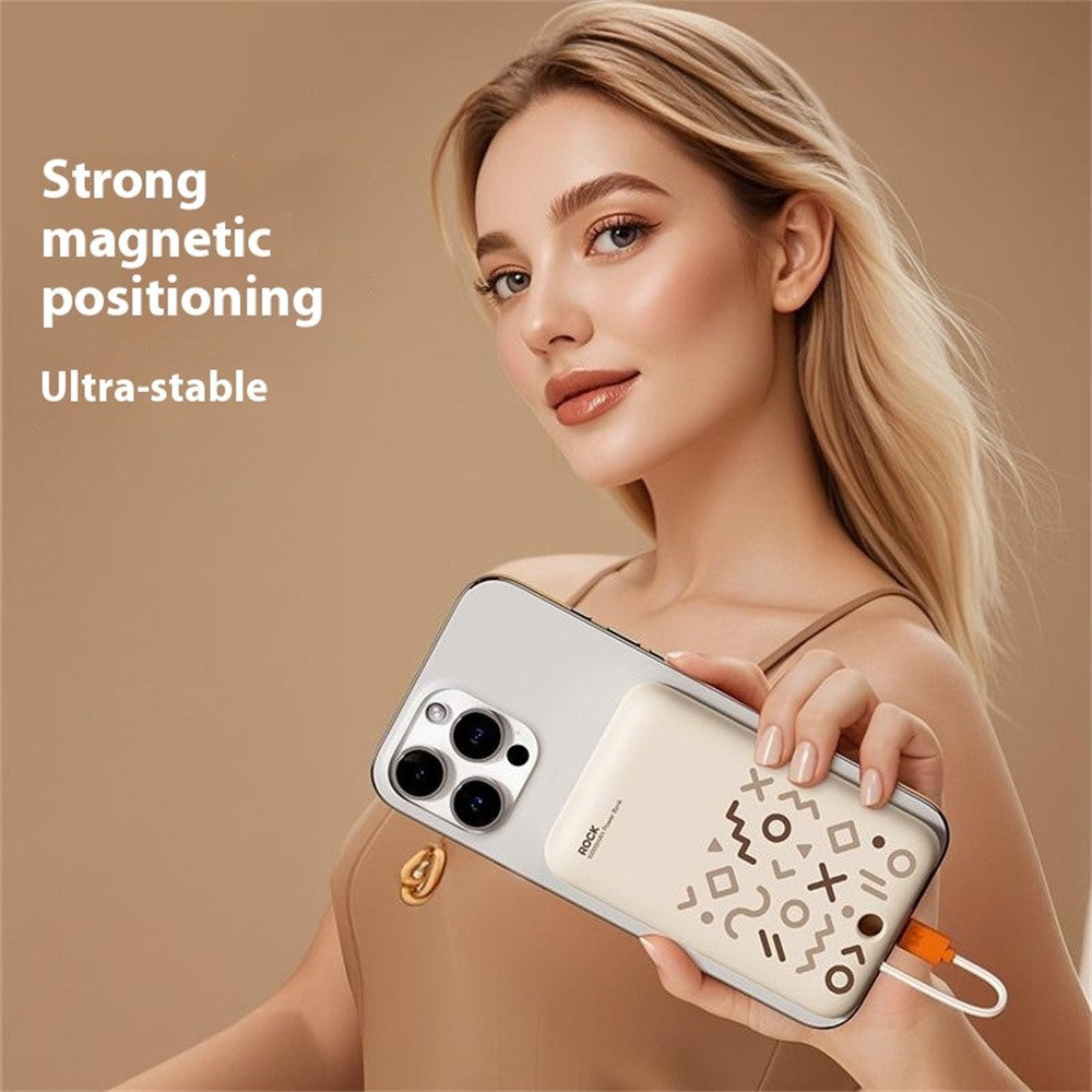 ROCK P28 10000mAh Magnetic Power Bank with Cable, Portable Phone Charger