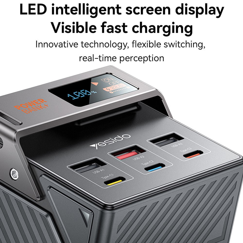 YESIDO YP63 50000mAh Power Bank 3 Type-C 3 USB-A Output Porte Digitalt Display Telefonoplader