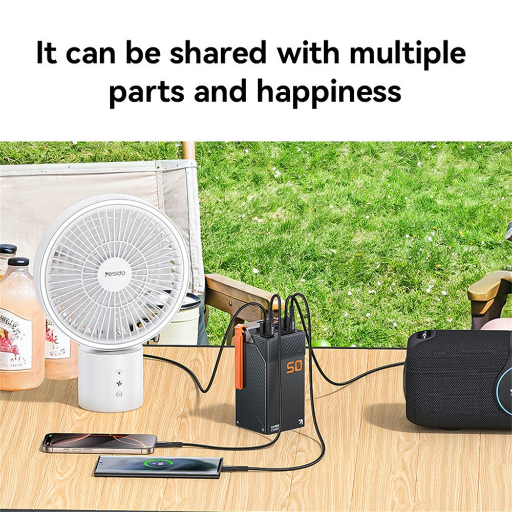 YESIDO YP63 50000mAh Power Bank 3 Type-C 3 USB-A Output Porte Digitalt Display Telefonoplader