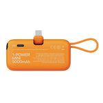 MOMAX 1-Power Mini Pop Art Portable Charger With Built-In Cable For USB C 5000mAh 20W Fast Charging 3 Port Power Bank