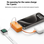 MOMAX 1-Power Mini Pop Art Portable Charger With Built-In Cable For USB C 5000mAh 20W Fast Charging 3 Port Power Bank