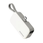MOMAX 1-Power Mini Pop Art Portable Charger With Built-In Cable For USB C 5000mAh 20W Fast Charging 3 Port Power Bank