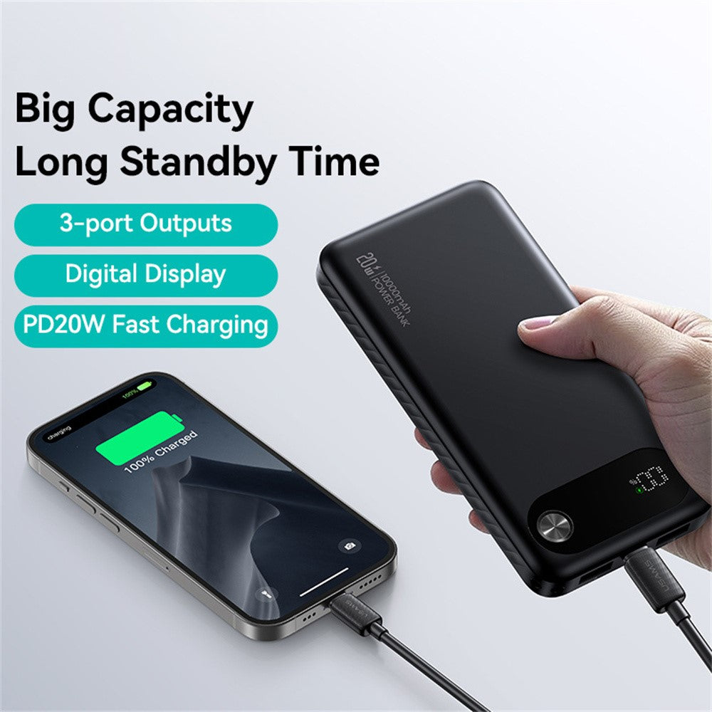 USAMS CD249 PD 20W Power Bank 10000mAh Fast Charging Battery Pack with Digital Display