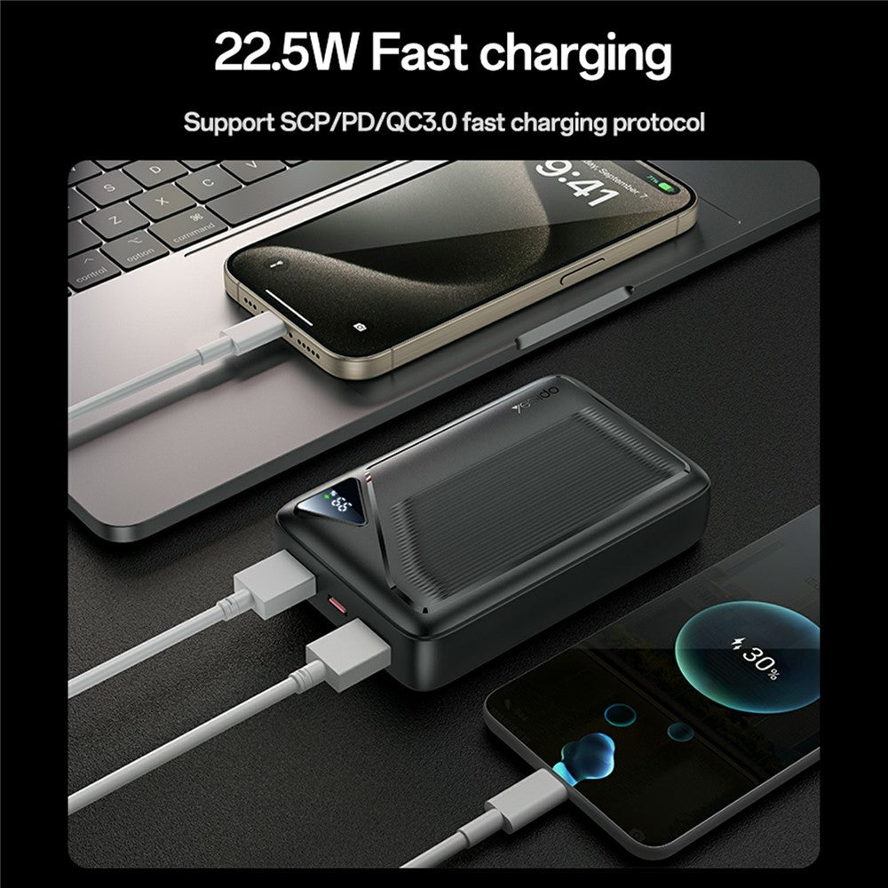 YESIDO YP83 20000mAh Powerbank Digital Display 22.5W Snabbladdande Bärbar Laddare