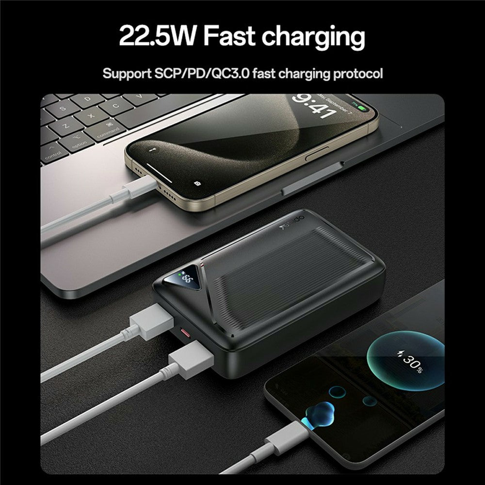 YESIDO YP82 10000mAh Power Bank Digital Display 22.5W Fast Charging Portable Charger